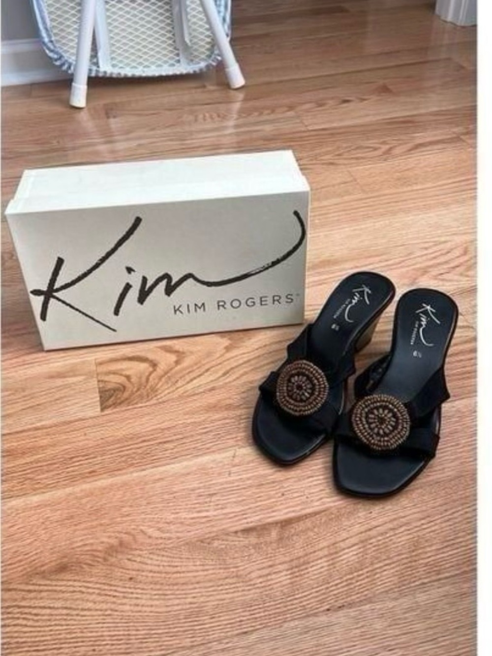 Kim Rogers Black Beaded Mule Sandals